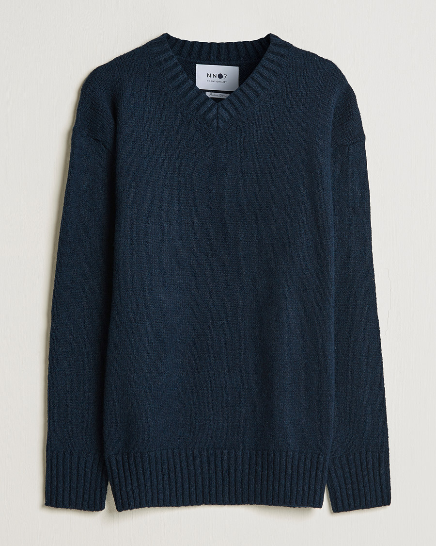 Men |  | NN07 | Grayson Knitted V-Neck Sweater Navy