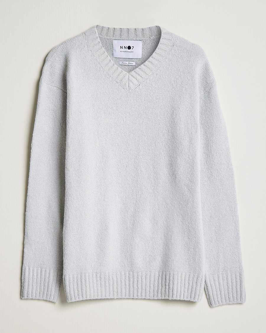 Men |  | NN07 | Grayson Knitted V-Neck Sweater Light Grey