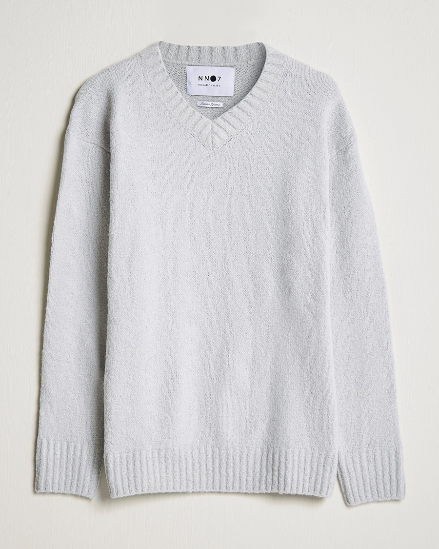 Men | Sweaters & Knitwear | NN07 | Grayson Knitted V-Neck Sweater Light Grey