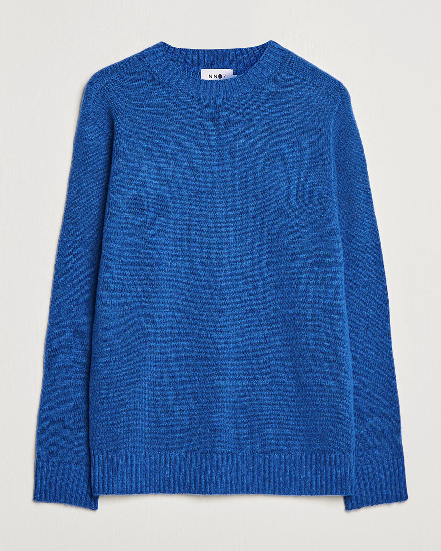 Men | Sweaters & Knitwear | NN07 | Nathan Brushed Wool Knitted Sweater Cobolt Blue