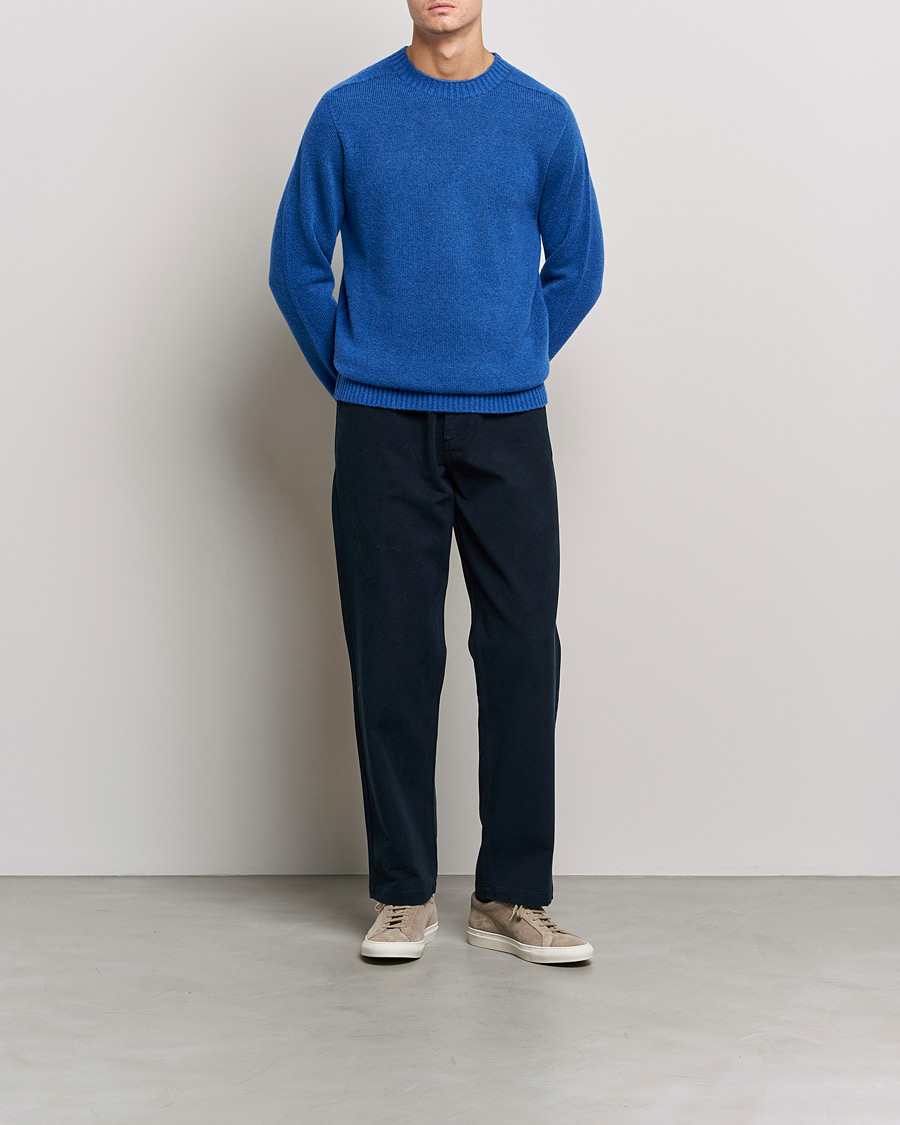 Men | Sweaters & Knitwear | NN07 | Nathan Brushed Wool Knitted Sweater Cobolt Blue