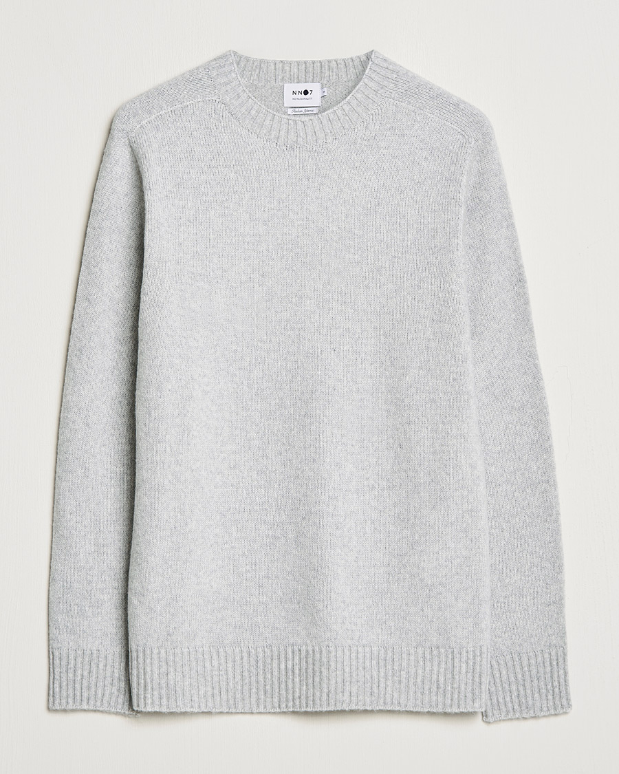 Men | Sweaters & Knitwear | NN07 | Nathan Brushed Wool Knitted Sweater Light Grey Mel