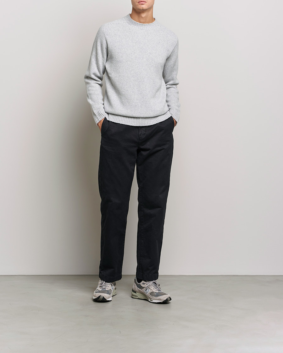 Men | Sweaters & Knitwear | NN07 | Nathan Brushed Wool Knitted Sweater Light Grey Mel