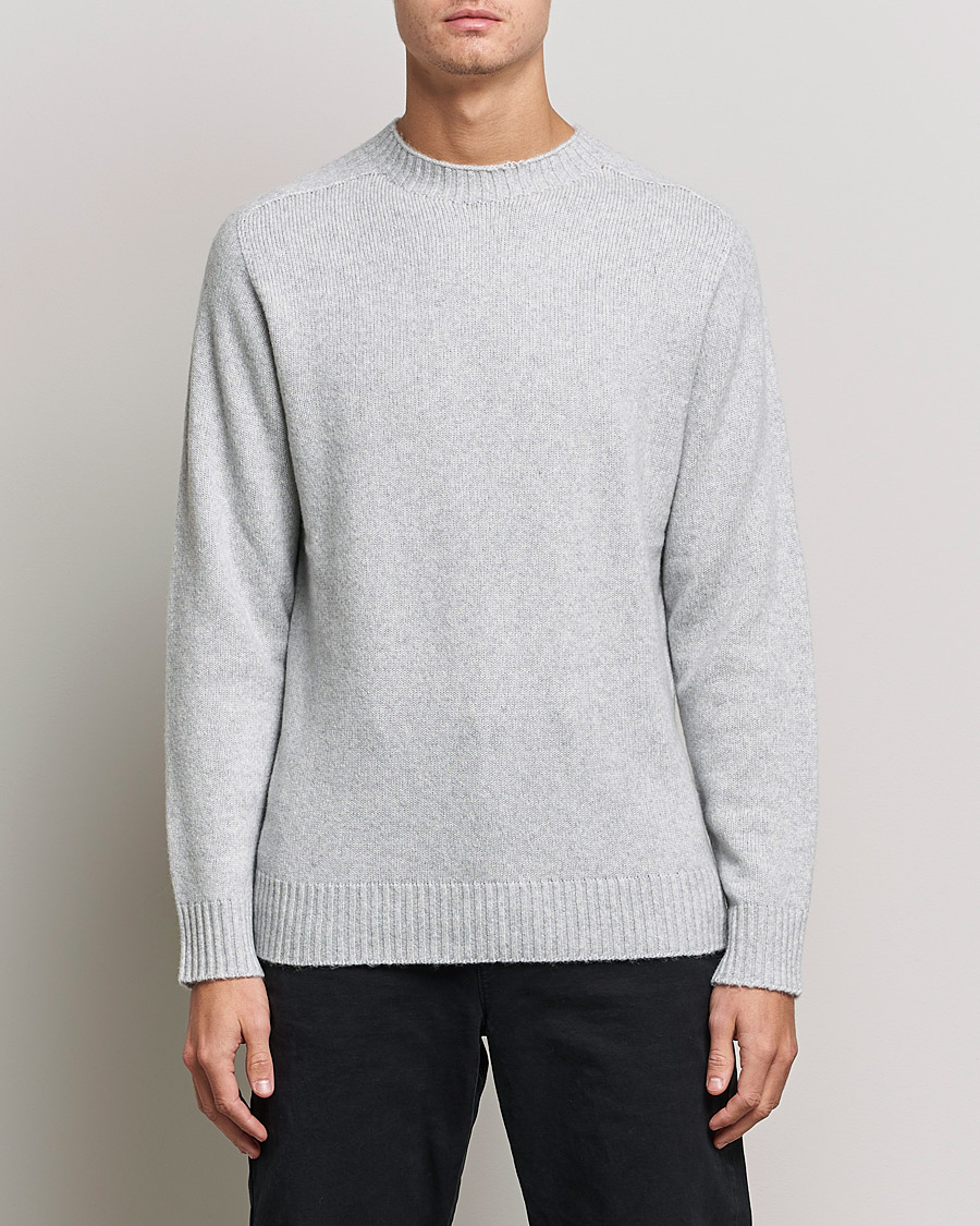 Men | Knitted Jumpers | NN07 | Nathan Brushed Wool Knitted Sweater Light Grey Mel