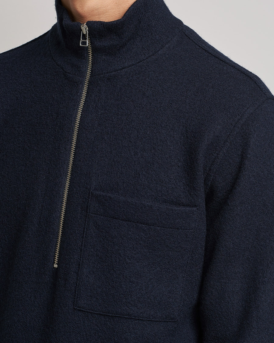 Men | Sweaters & Knitwear | NN07 | Anders Boiled Wool Half Zip Navy