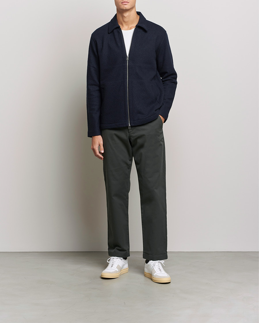 Men | Sweaters & Knitwear | NN07 | Ivan Boiled Wool Full Zip Navy