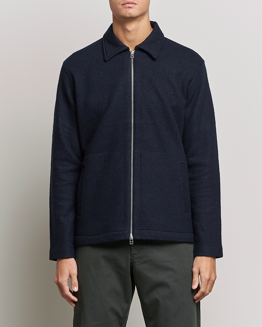 Men | Sweaters & Knitwear | NN07 | Ivan Boiled Wool Full Zip Navy