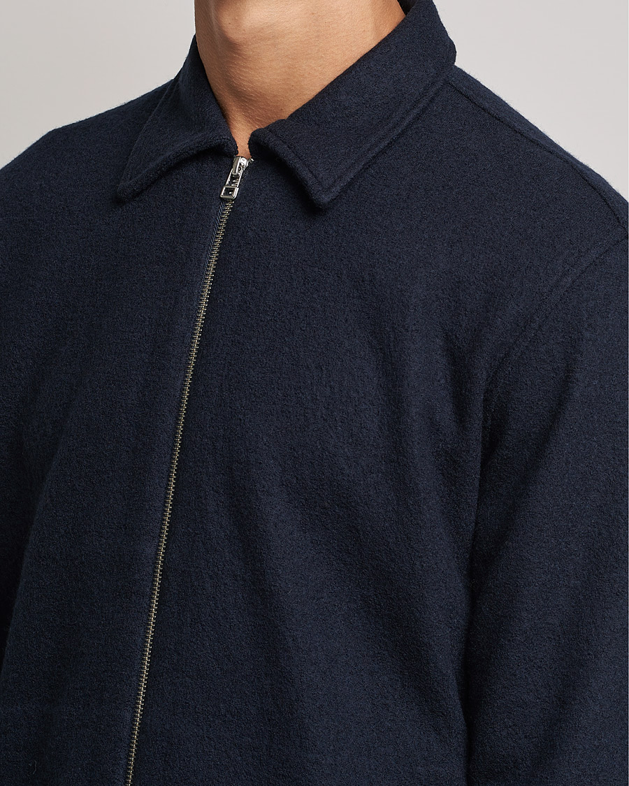 Men | Sweaters & Knitwear | NN07 | Ivan Boiled Wool Full Zip Navy