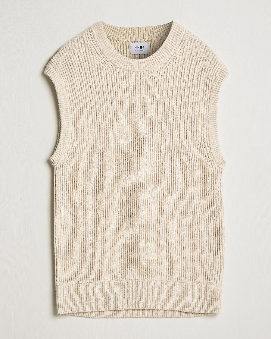 Men | Sweaters & Knitwear | NN07 | Jesse Ribbed Knited Vest Ecru