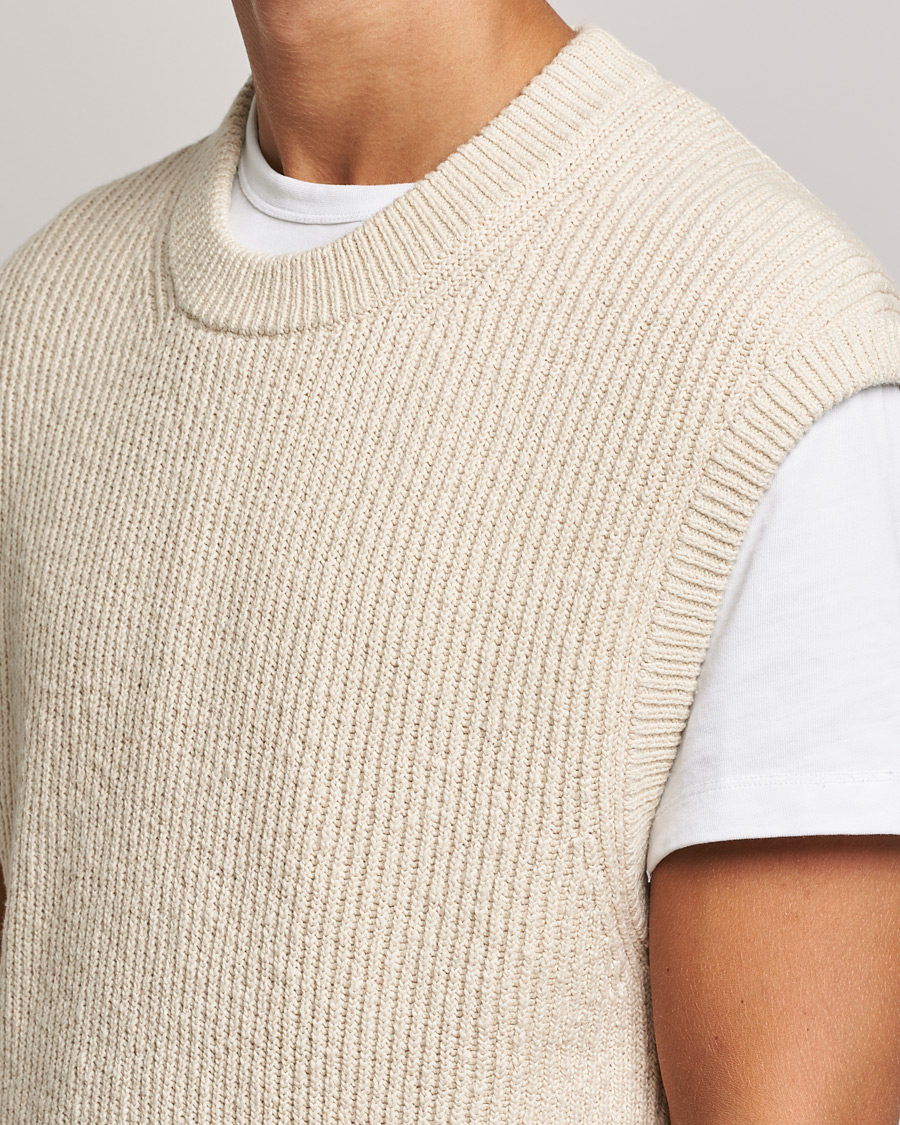 Men | Sweaters & Knitwear | NN07 | Jesse Ribbed Knited Vest Ecru