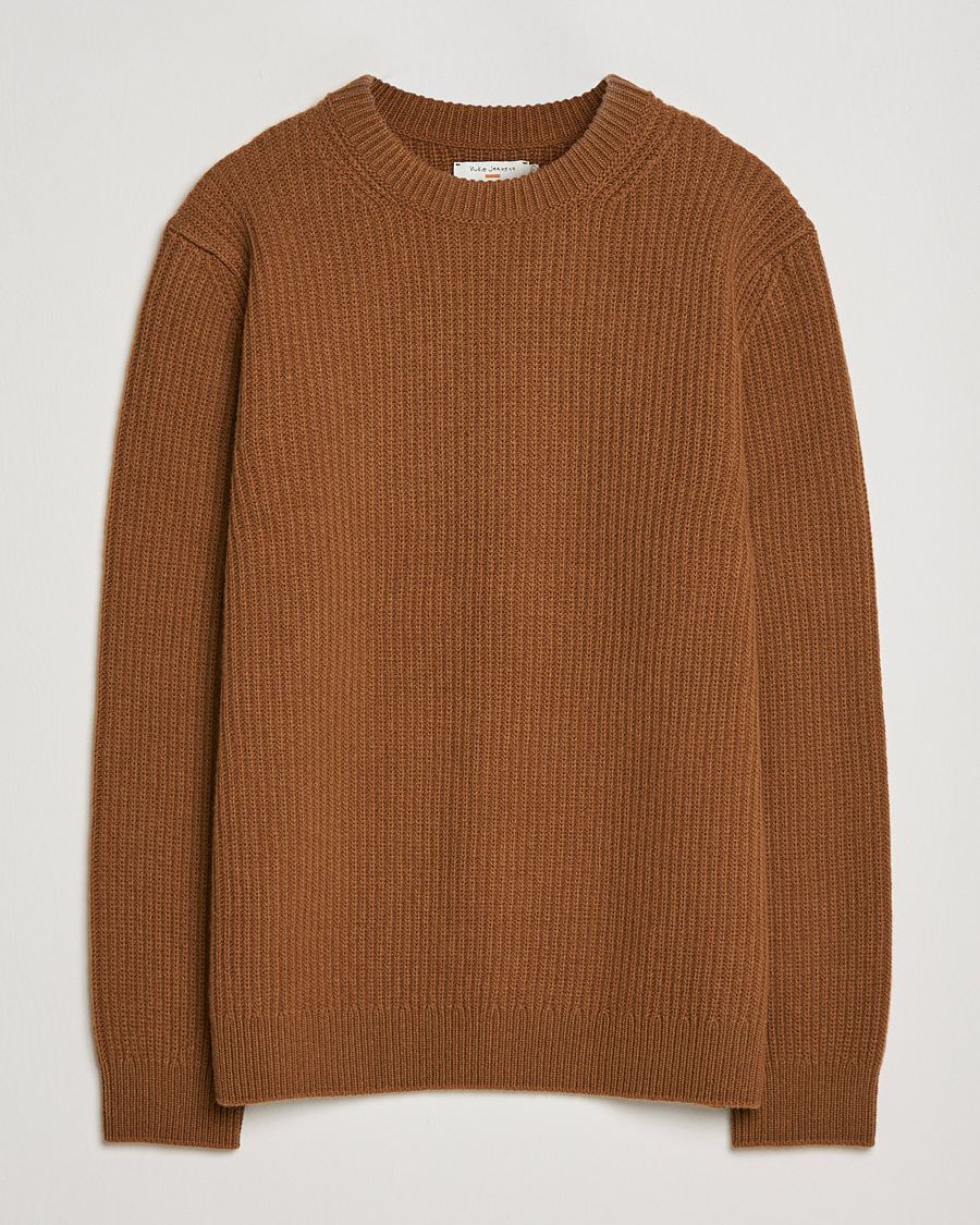 Men | Sweaters & Knitwear | Nudie Jeans | August Wool Rib Knitted Sweater Oak