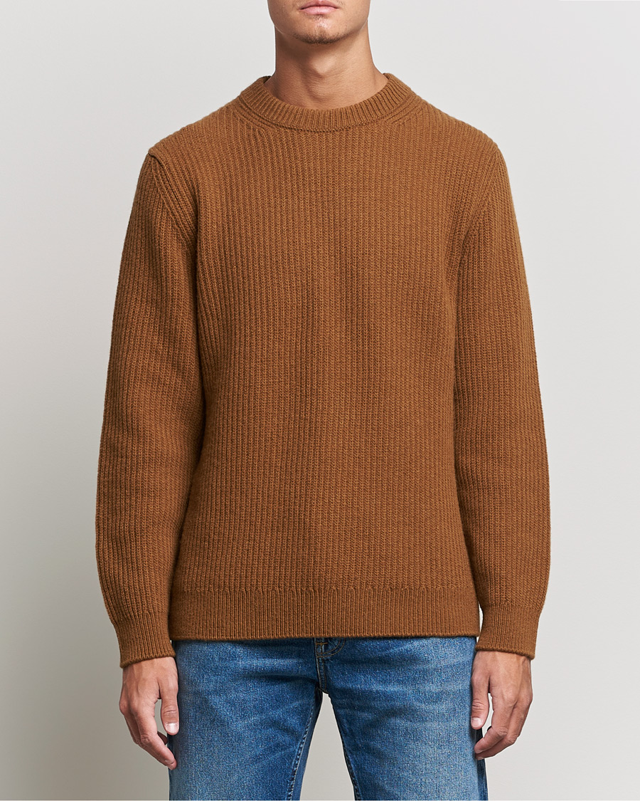 Men | Sweaters & Knitwear | Nudie Jeans | August Wool Rib Knitted Sweater Oak