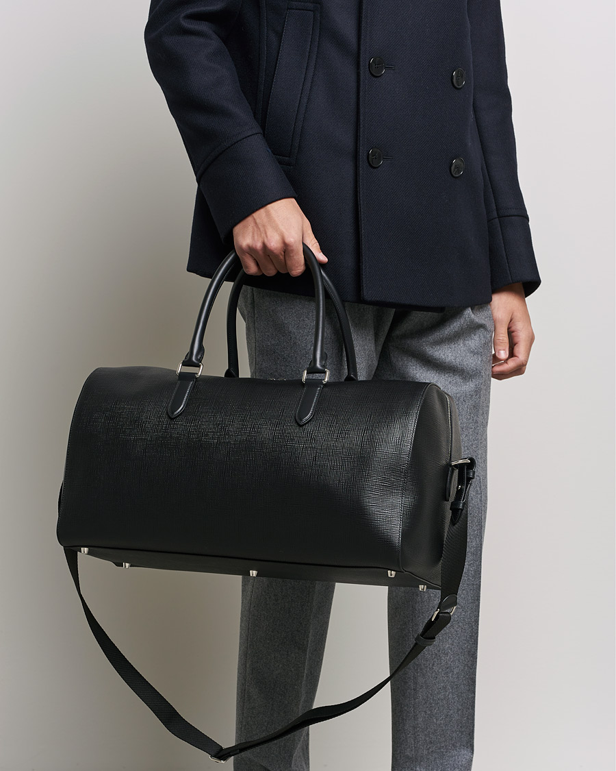 Men | Weekend Bags | Smythson | Panama Leather Weekendbag Black