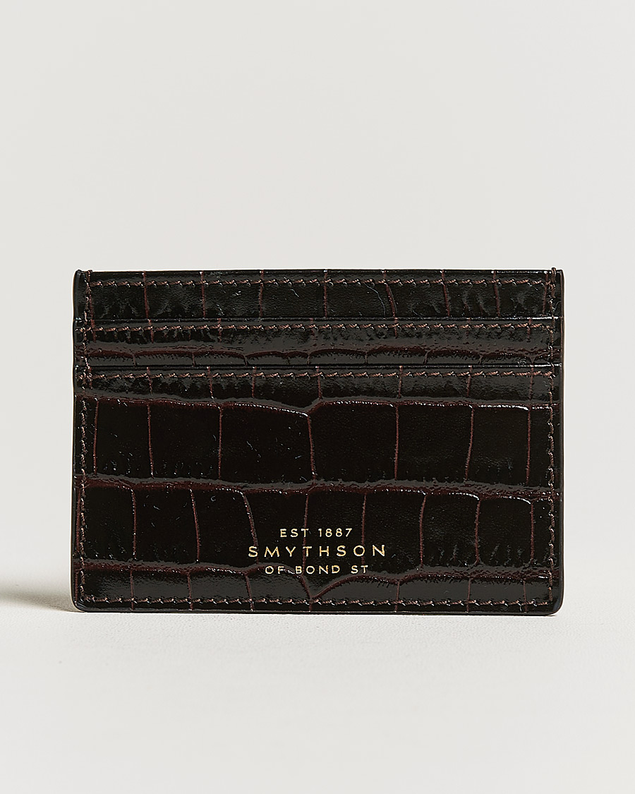 Men | Wallets | Smythson | Mara Flat Cardholder Dark Brown