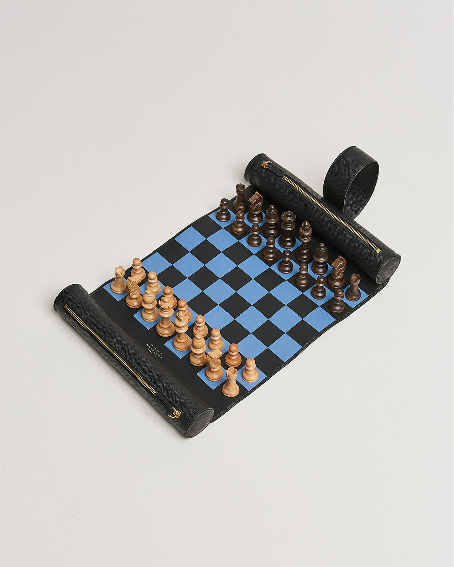 Men | Smythson Panama Travel Chess Roll Black | Smythson | Panama Travel Chess Roll Black