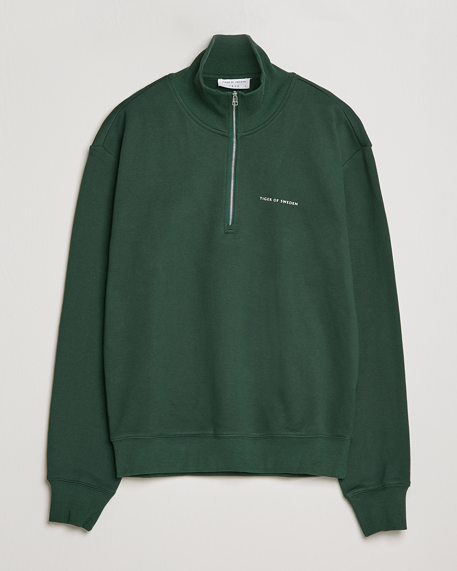 Men | Sweaters & Knitwear | Tiger of Sweden | Marlon Half Zip Sweatshirt Ever Green