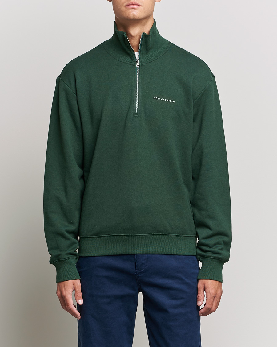 Men | Sweaters & Knitwear | Tiger of Sweden | Marlon Half Zip Sweatshirt Ever Green