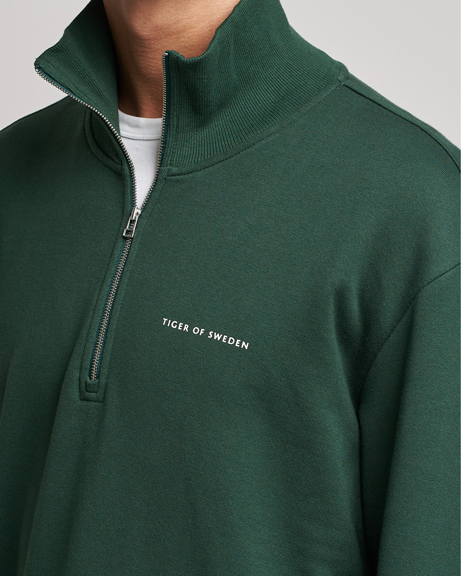 Men | Sweaters & Knitwear | Tiger of Sweden | Marlon Half Zip Sweatshirt Ever Green
