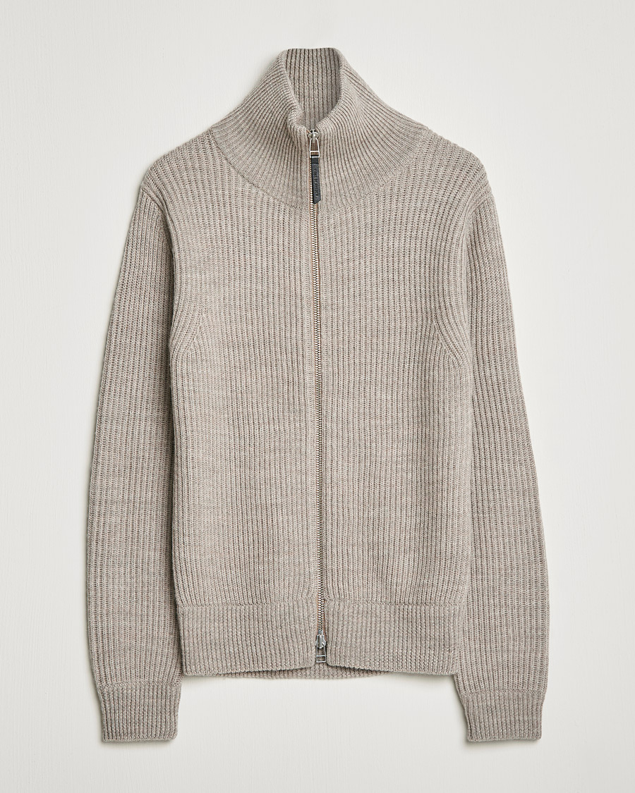 Men | Sweaters & Knitwear | Tiger of Sweden | Nyman Wool Zip Cardigan Moon Stone