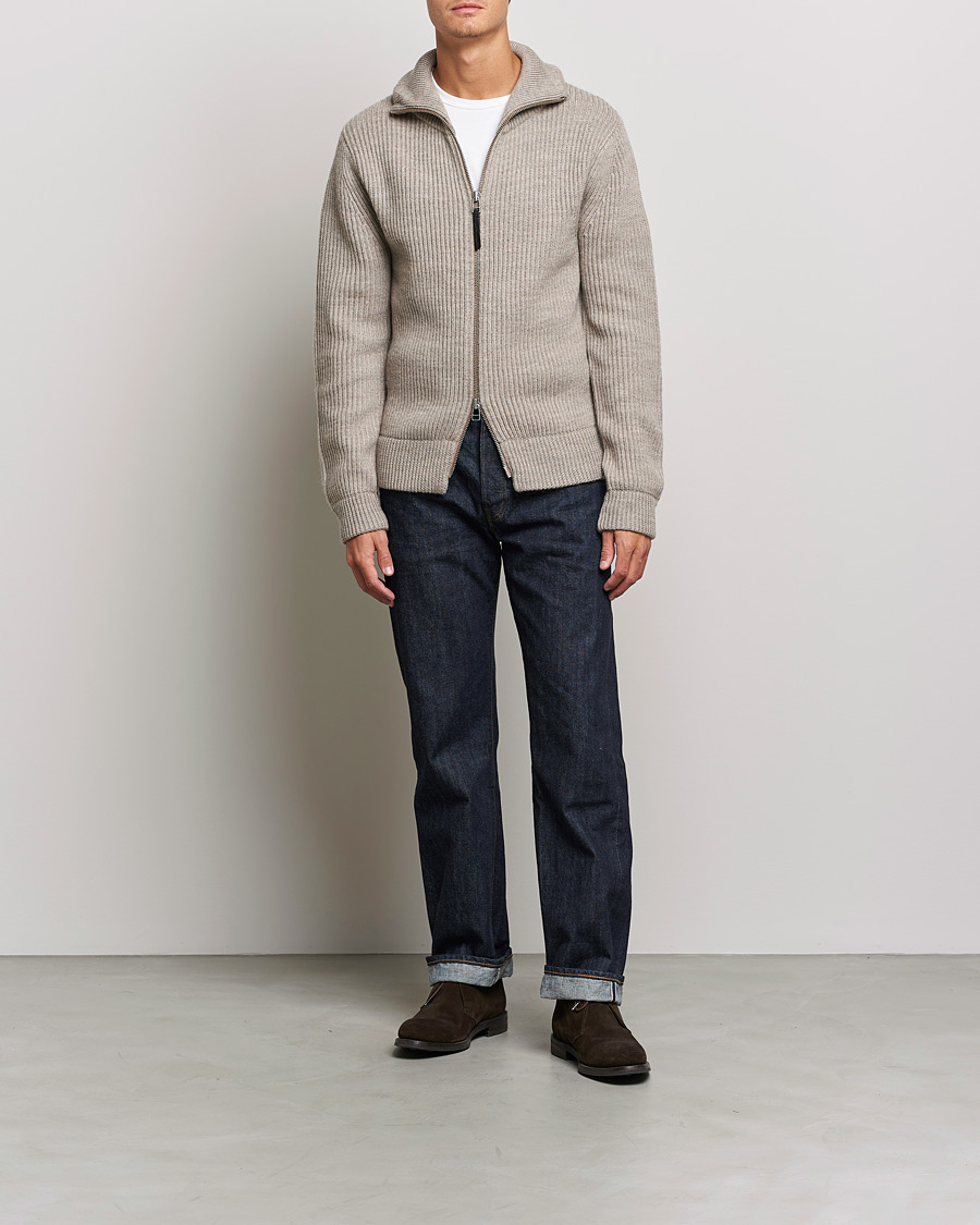 Men | Sweaters & Knitwear | Tiger of Sweden | Nyman Wool Zip Cardigan Moon Stone