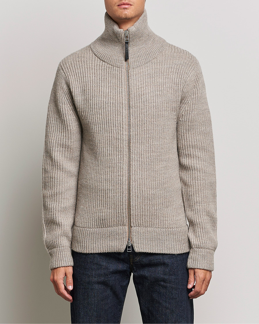 Men | Sweaters & Knitwear | Tiger of Sweden | Nyman Wool Zip Cardigan Moon Stone