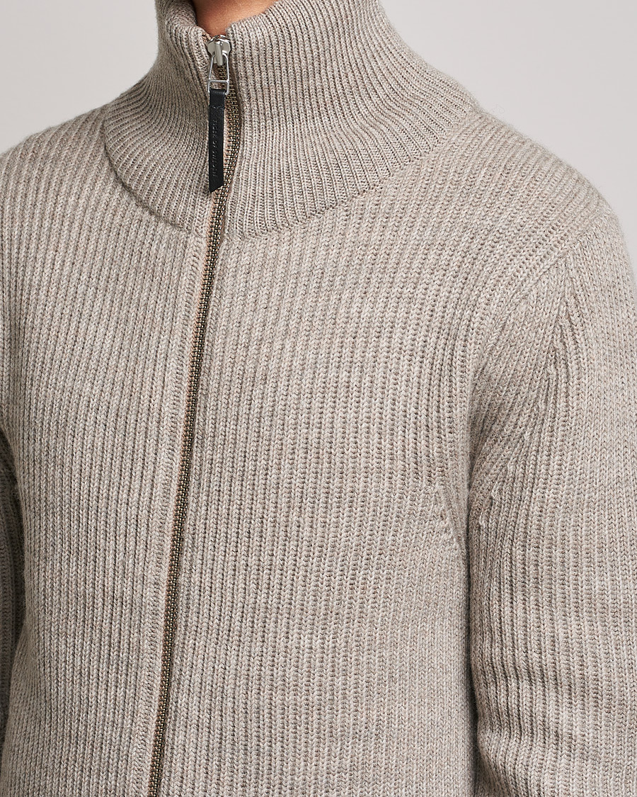 Men | Sweaters & Knitwear | Tiger of Sweden | Nyman Wool Zip Cardigan Moon Stone