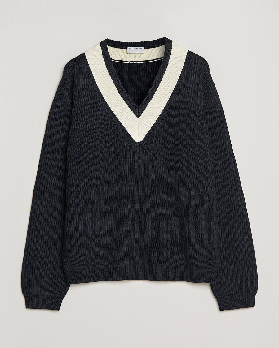 Men | Sweaters & Knitwear | Tiger of Sweden | Puck Wool Sweater Light Ink