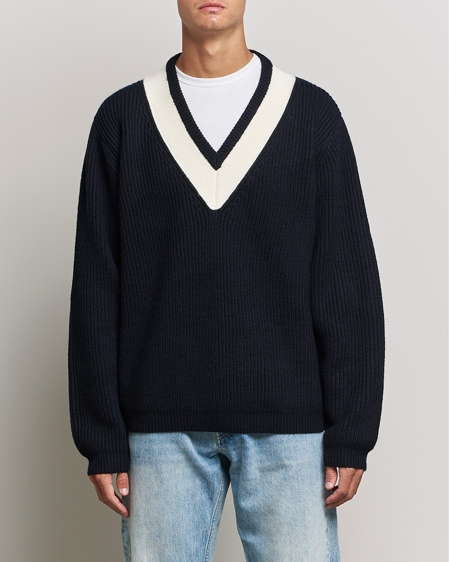 Men | Sweaters & Knitwear | Tiger of Sweden | Puck Wool Sweater Light Ink