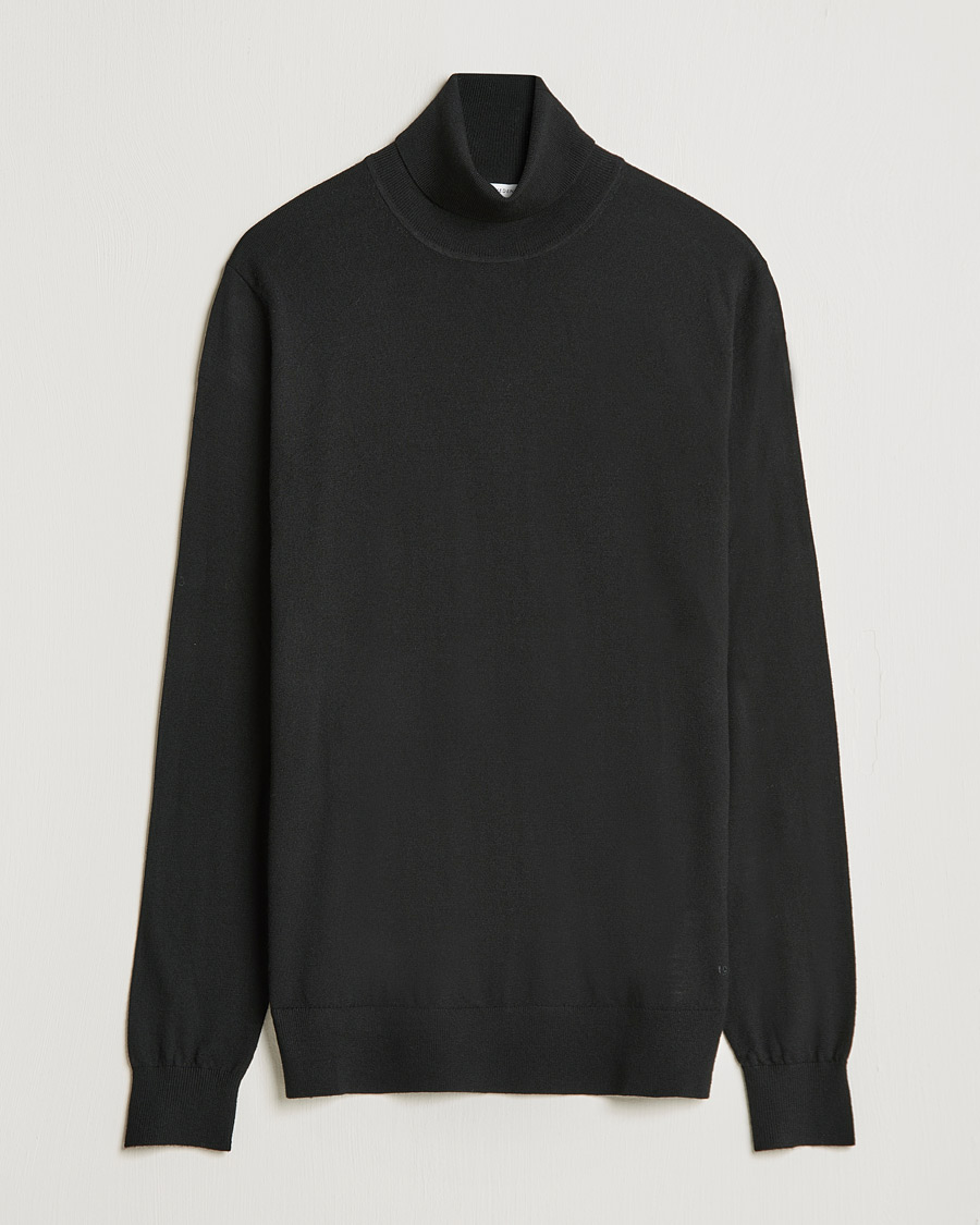 Men | Sweaters & Knitwear | Tiger of Sweden | Neville Extra Fine Merino Polo Black