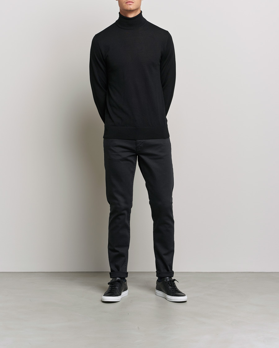 Men | Sweaters & Knitwear | Tiger of Sweden | Neville Extra Fine Merino Polo Black