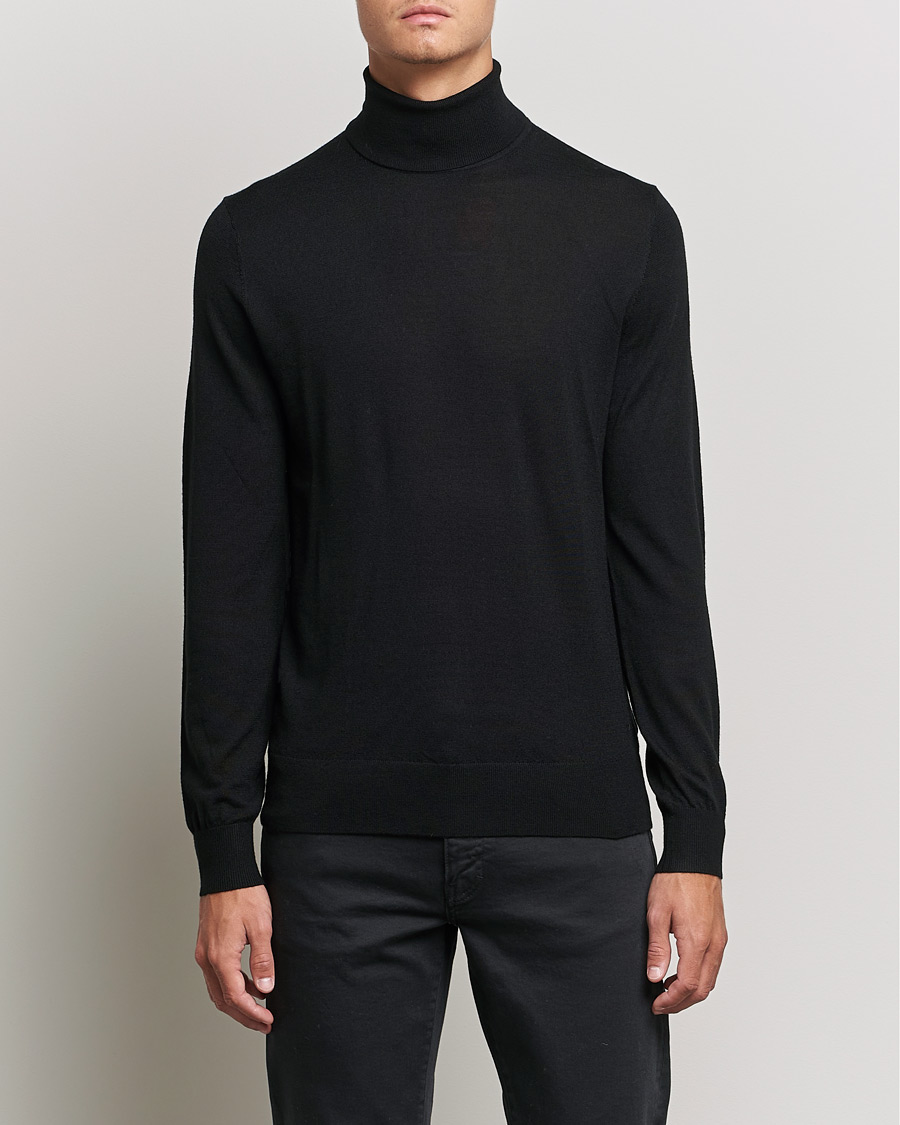 Men | Sweaters & Knitwear | Tiger of Sweden | Neville Extra Fine Merino Polo Black