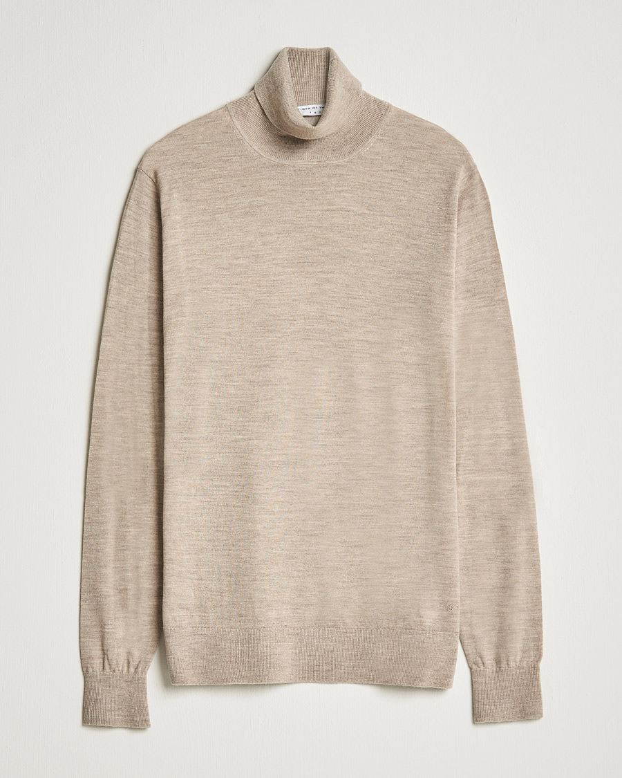 Men | Sweaters & Knitwear | Tiger of Sweden | Neville Extra Fine Merino Polo Beige Melange