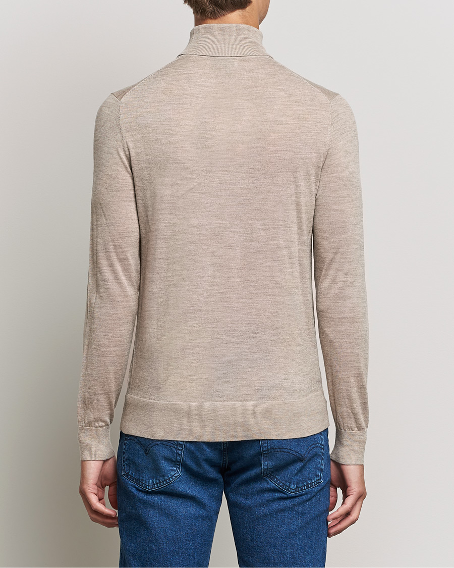 Men | Sweaters & Knitwear | Tiger of Sweden | Neville Extra Fine Merino Polo Beige Melange