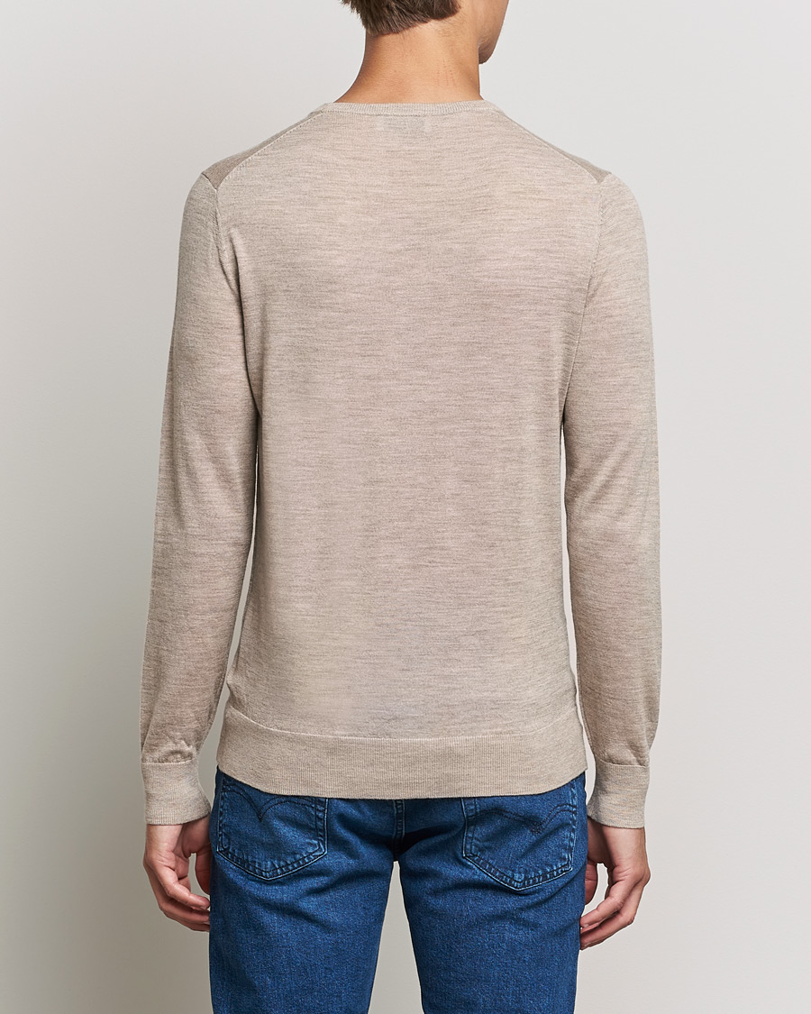 Men | Sweaters & Knitwear | Tiger of Sweden | Nichols Extra Fine Merino Crew Neck Beige Melange