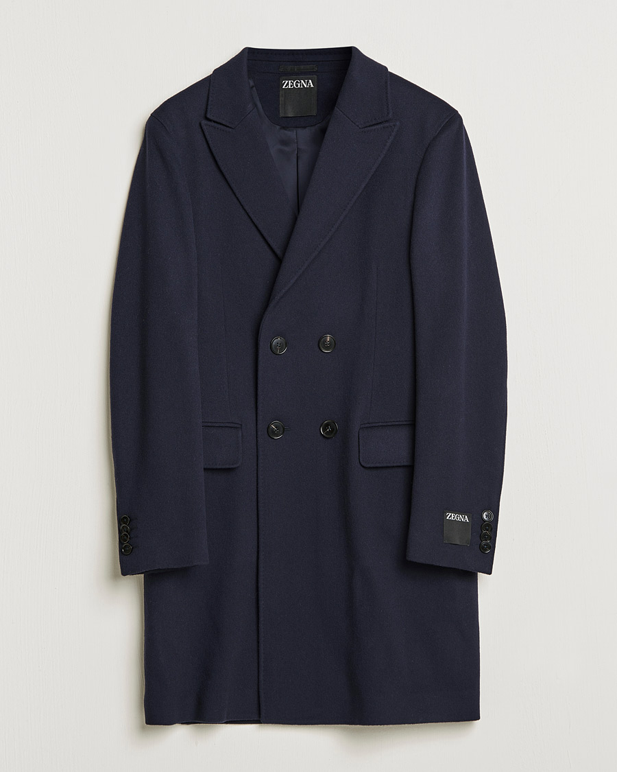 Men | Coats & Jackets | Zegna | Double Breasted Cashmere Coat Navy
