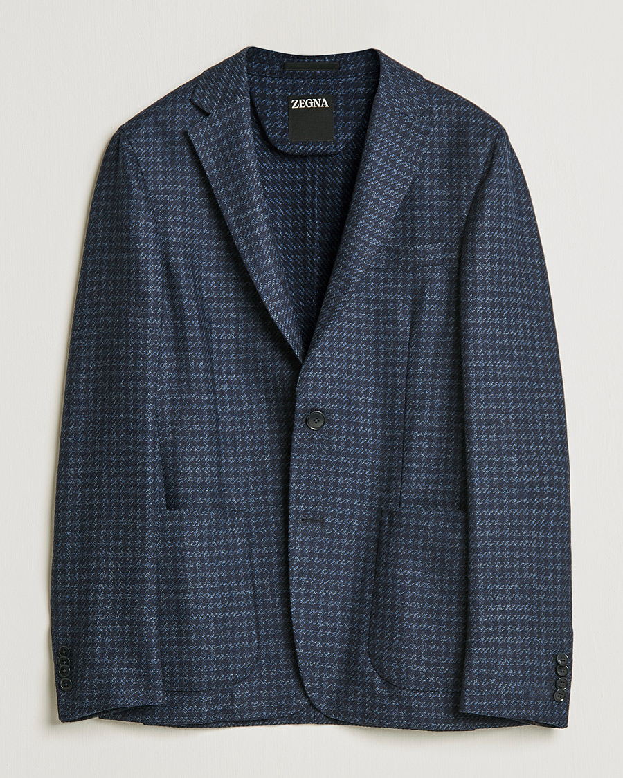 Men |  | Zegna | Unconstructed Wool Blazer Dark Blue Check
