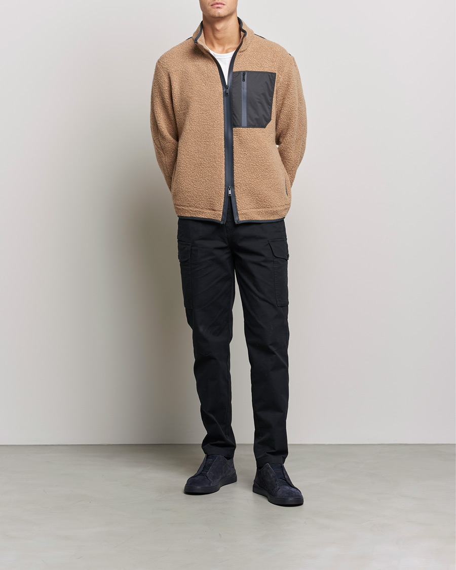 Men | Sweaters & Knitwear | Zegna | Camel Fleece Full Zip Brown