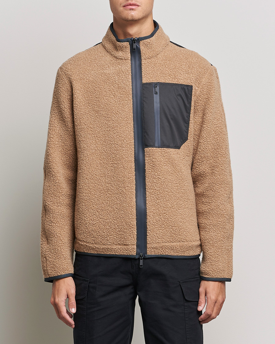 Men | Sweaters & Knitwear | Zegna | Camel Fleece Full Zip Brown