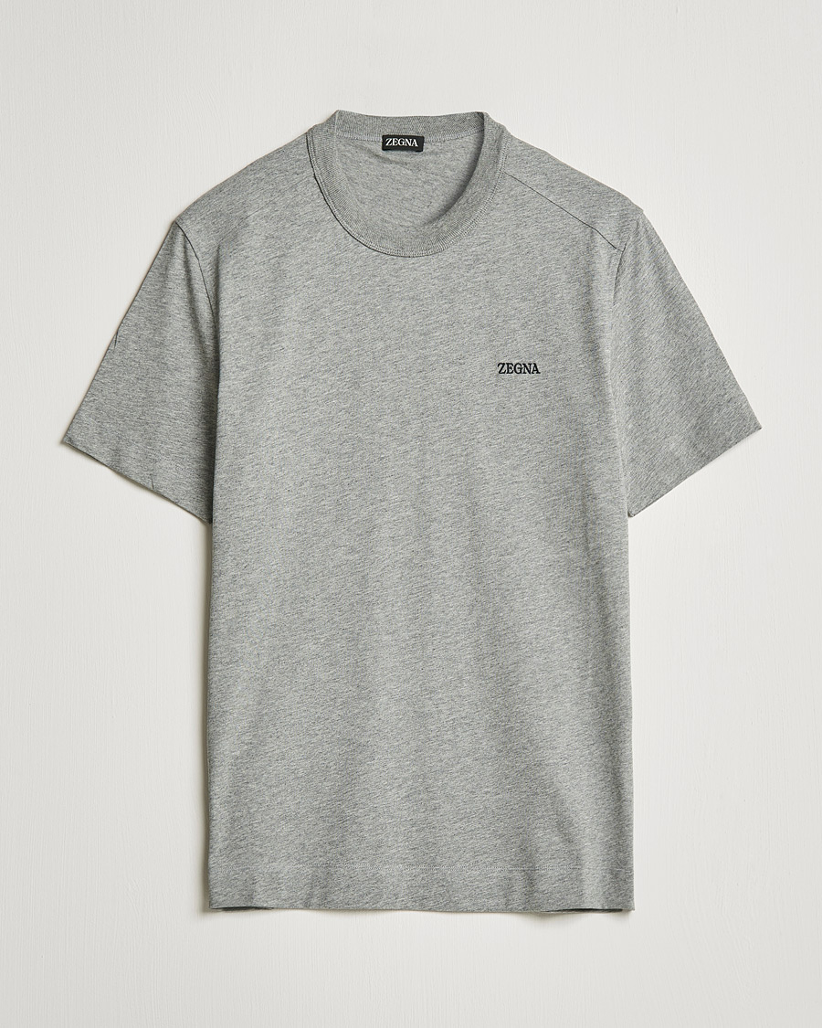 Zegna Premium Cotton T-Shirt Grey Melange at CareOfCarl.com