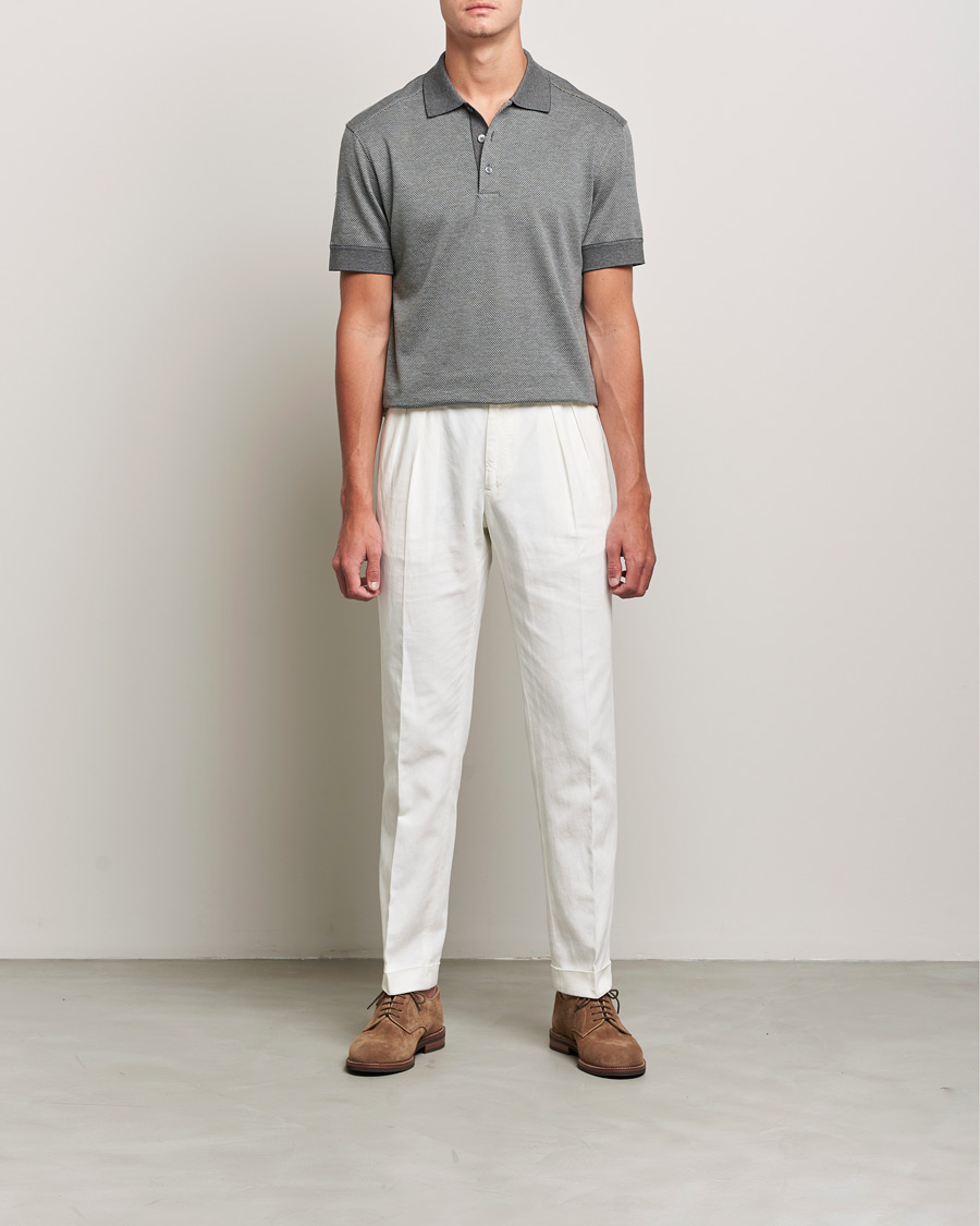 Men |  | Zegna | Cotton/Silk Short Sleeve Polo Grey