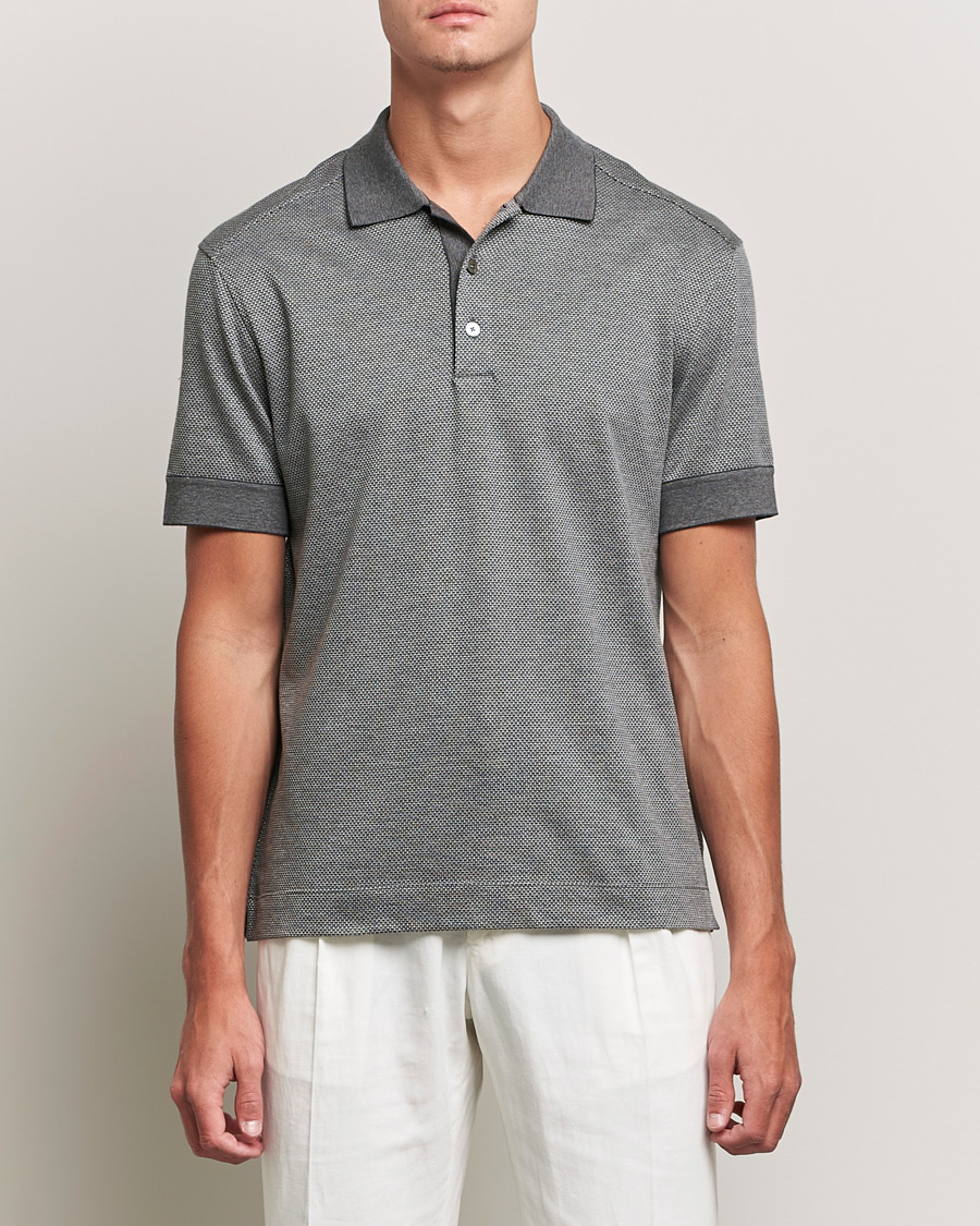 Men |  | Zegna | Cotton/Silk Short Sleeve Polo Grey