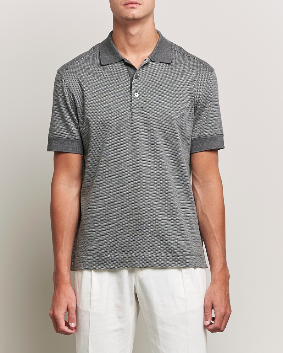 Men | Polo Shirts | Zegna | Cotton/Silk Short Sleeve Polo Grey