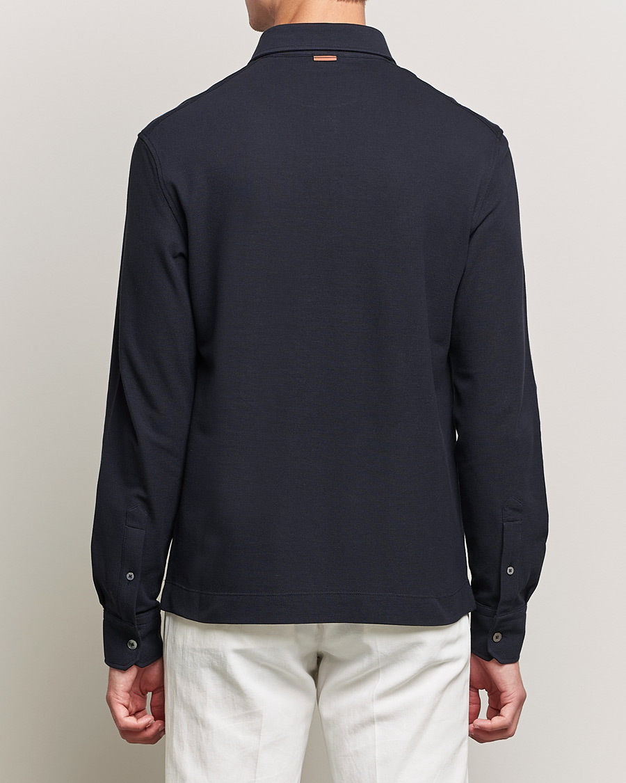 Men | Polo Shirts | Zegna | Long Sleeve Cotton Piquet Polo Navy