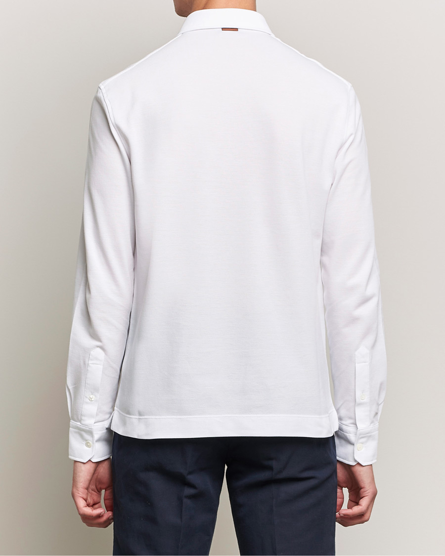 Men | Sweaters & Knitwear | Zegna | Long Sleeve Cotton Piquet Polo White