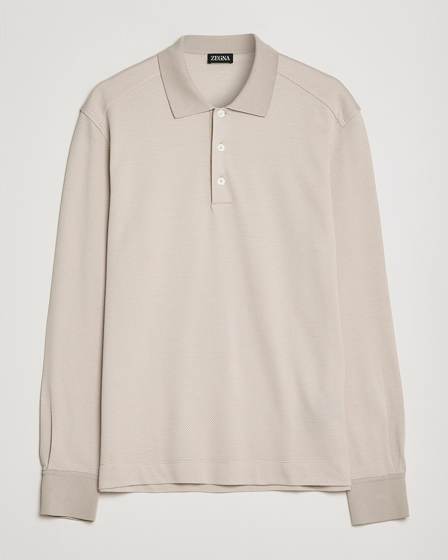 Men | Sweaters & Knitwear | Zegna | Cotton/Silk Long Sleeve Polo Beige