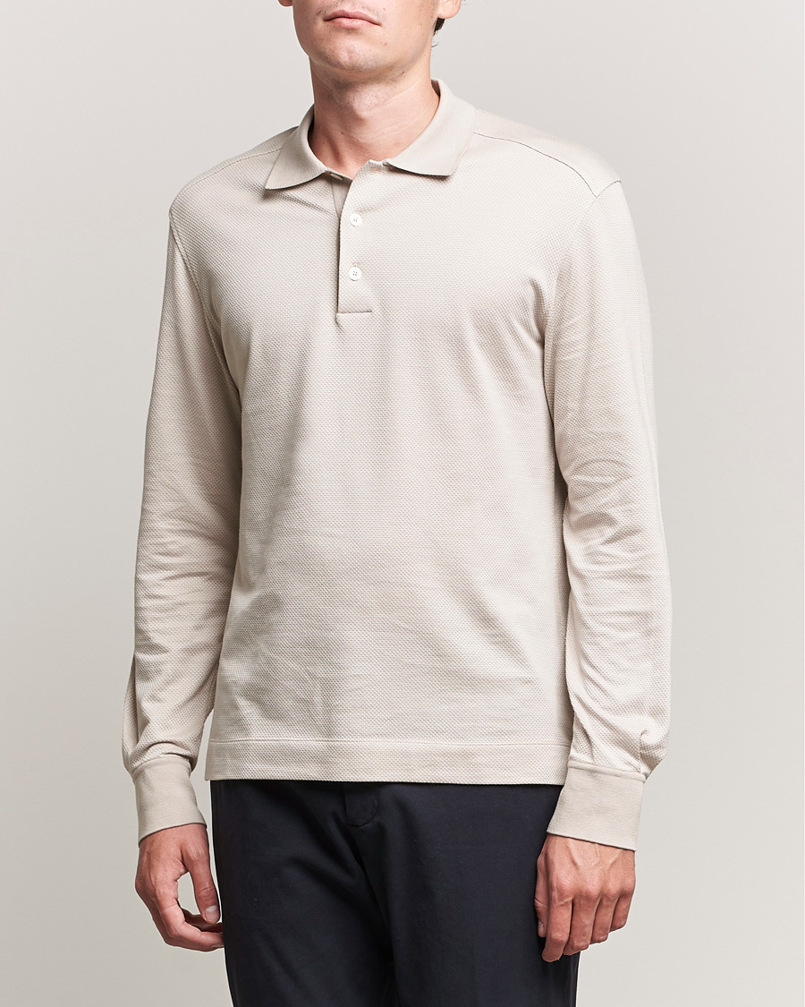 Men | Sweaters & Knitwear | Zegna | Cotton/Silk Long Sleeve Polo Beige