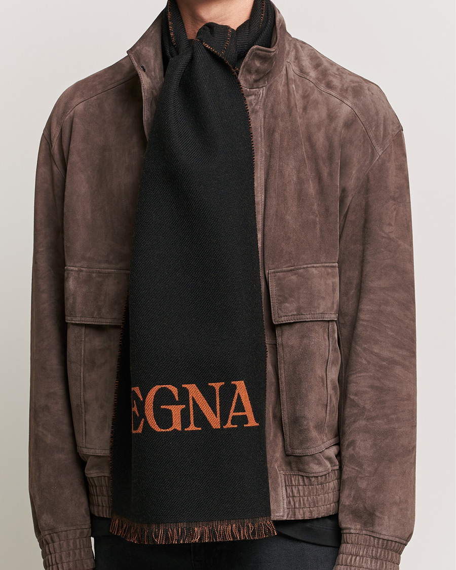 Men | Zegna | Zegna | Bicolor Wool Scarf Black