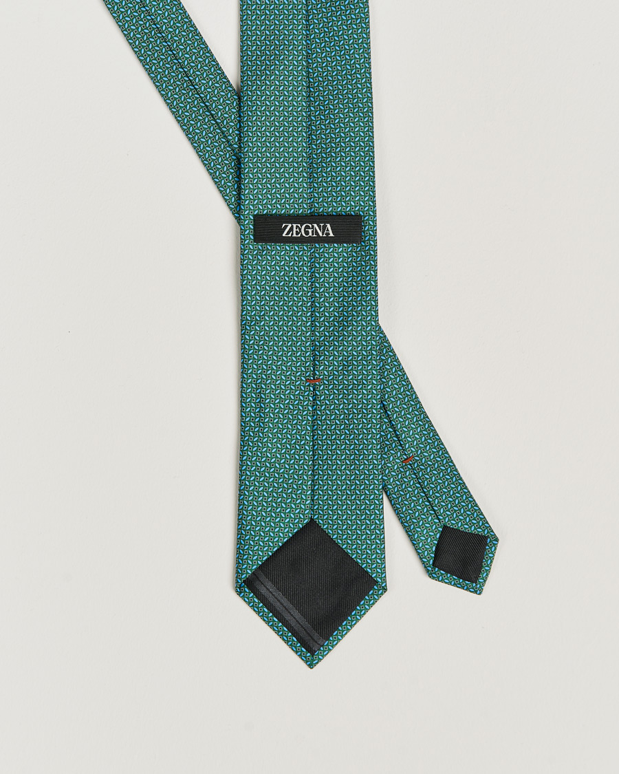 Men | Zegna Printed Silk Tie Dark Green | Zegna | Printed Silk Tie Dark Green