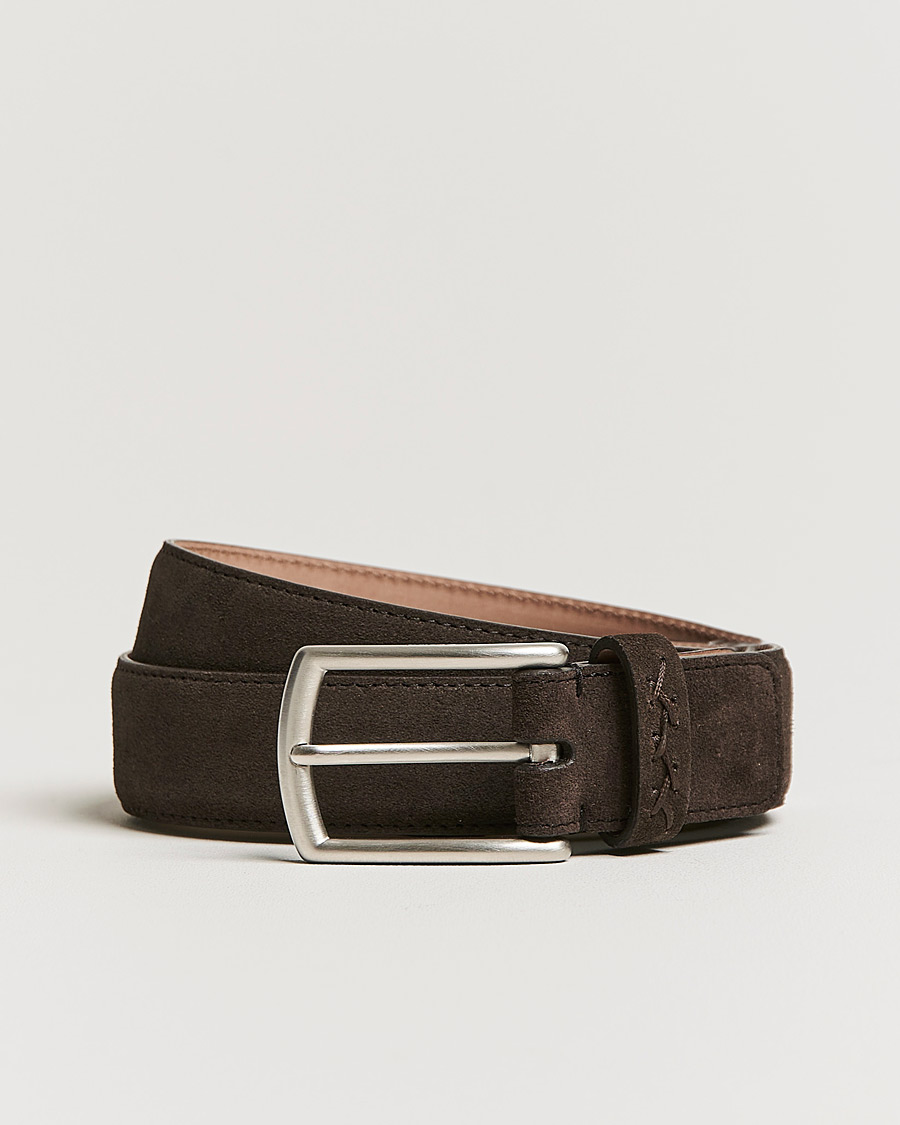 Men | Zegna Triple Stitch Belt Dark Brown Suede | Zegna | Triple Stitch Belt Dark Brown Suede