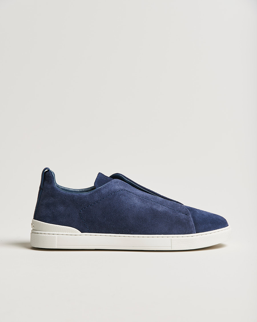 Men | Zegna Triple Stitch Sneaker Blue Suede | Zegna | Triple Stitch Sneaker Blue Suede